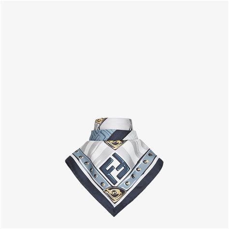 fendi foulard 74601|Blue silk foulard .